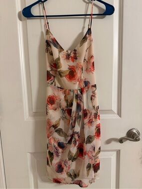Lavender Brown Blush Floral Midi Dress with Spaghetti Straps